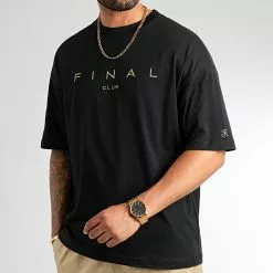 Meilleur prix ⌛ Tee 👕 Shirt Large Premium Gold Signature 1021 Noir de Final Club 🤩