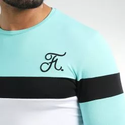 Top 10 ⭐ Tee 👕 Shirt Manches Longues Tricolore Avec Broderie 1033 Bleu Turquoise Blanc de Final Club 🥰 -Final Club Soldes final club 327335 FINAL 1033 20220929T160053 02
