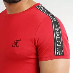 Grosses soldes 🔔 Tee 👚 Shirt Avec Bandes Et Broderie 1047 Rouge de Final Club 🔥 -Final Club Soldes final club 330057 FINAL 1047 20220929T160108 02