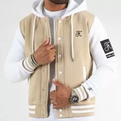 De gros ✨ Veste Teddy A Capuche 1055 Beige Blanc de Final Club 🔔