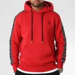 Remise 🤩 Sweat Capuche Premium A Bandes 1059 Rouge de Final Club 🛒