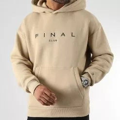 Grosses soldes ✔️ Sweat Capuche Large Avec Broderie 1073 Beige de Final Club 😀